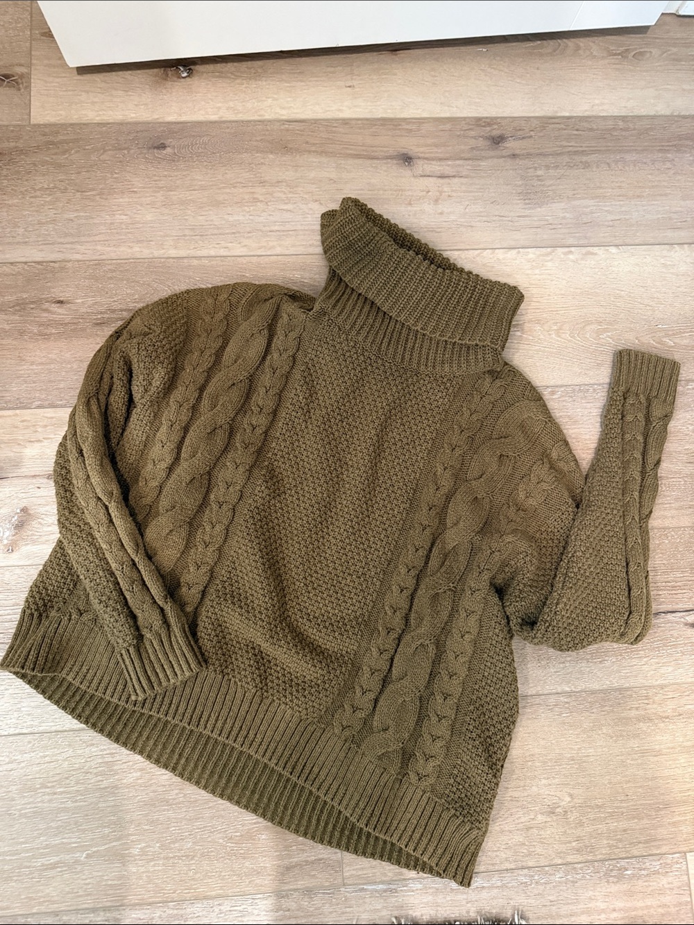 Madewell Olive Cable Turtleneck Sweater